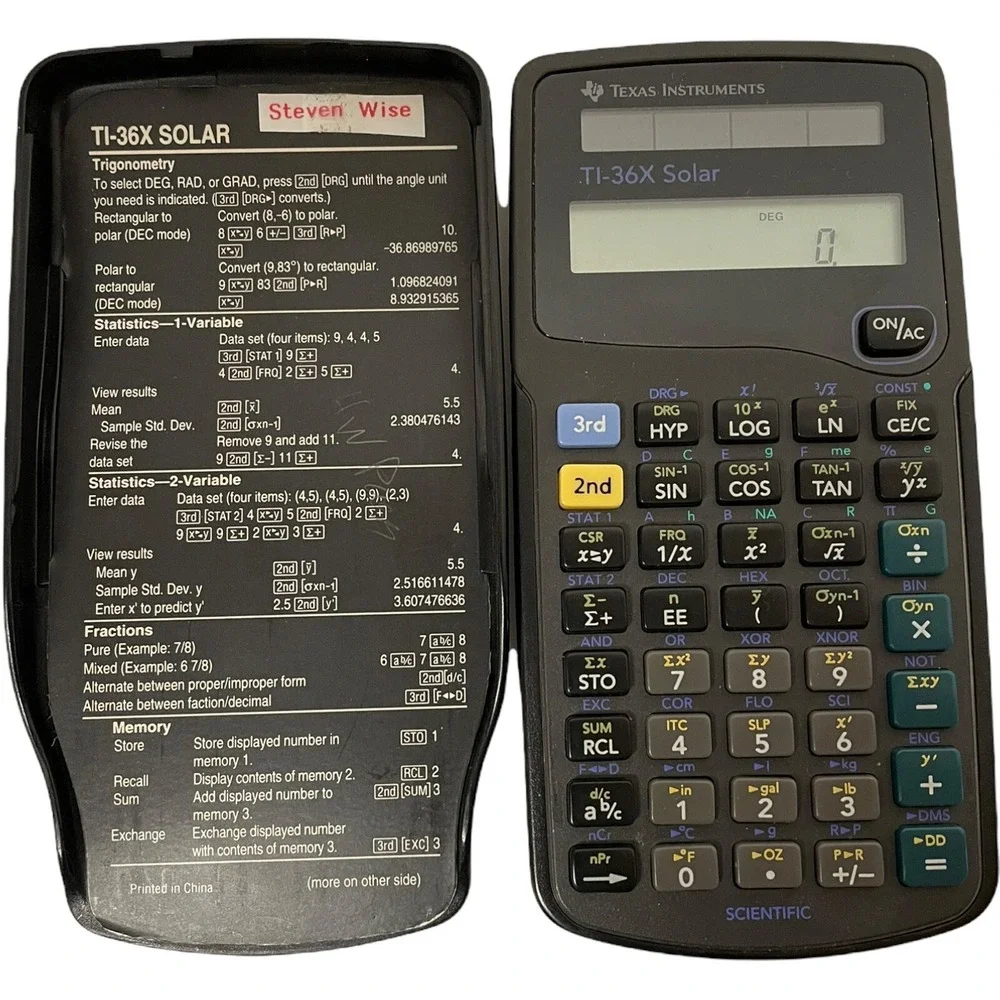 Texas Instruments TI- 36X Solar Calculator with Cover Black